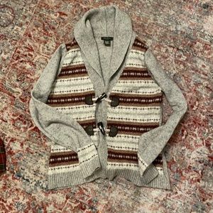 Vintage, Eddie Bauer, acrylic toggle buttons, shawl neck, soft cotton wool mix
